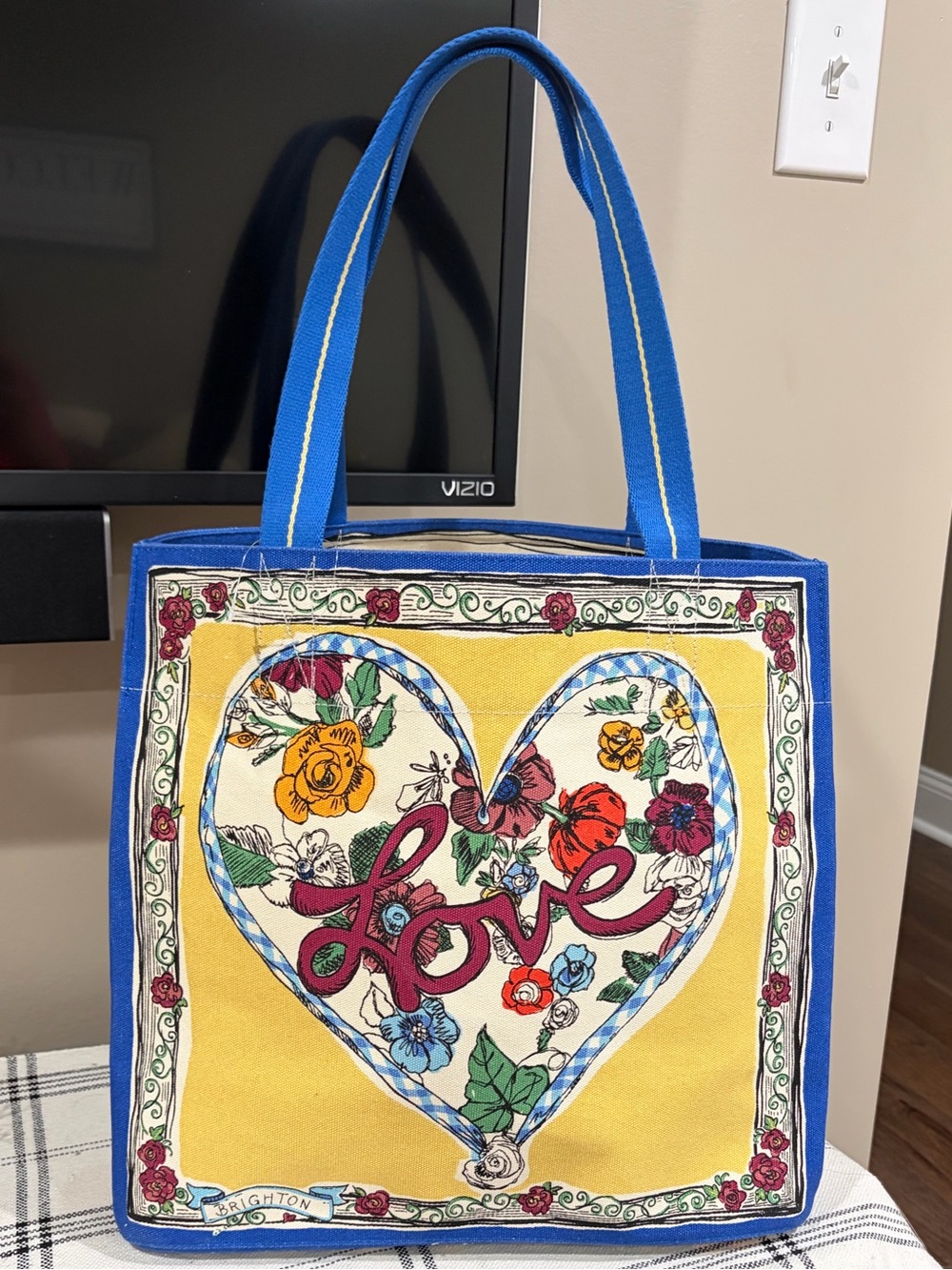 Brighton Blue & Yellow Floral 'Love' Canvas Tote